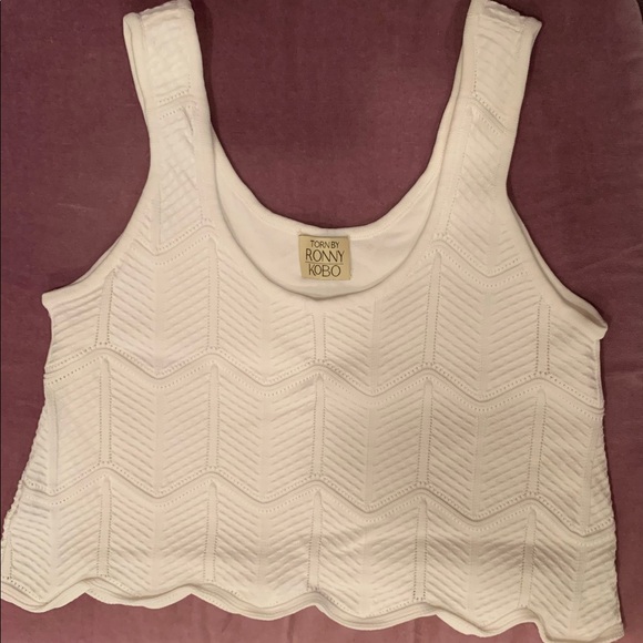 Torn by Ronny Kobo Tops - TORN BY RONNY KOBO White Knit Crop Top